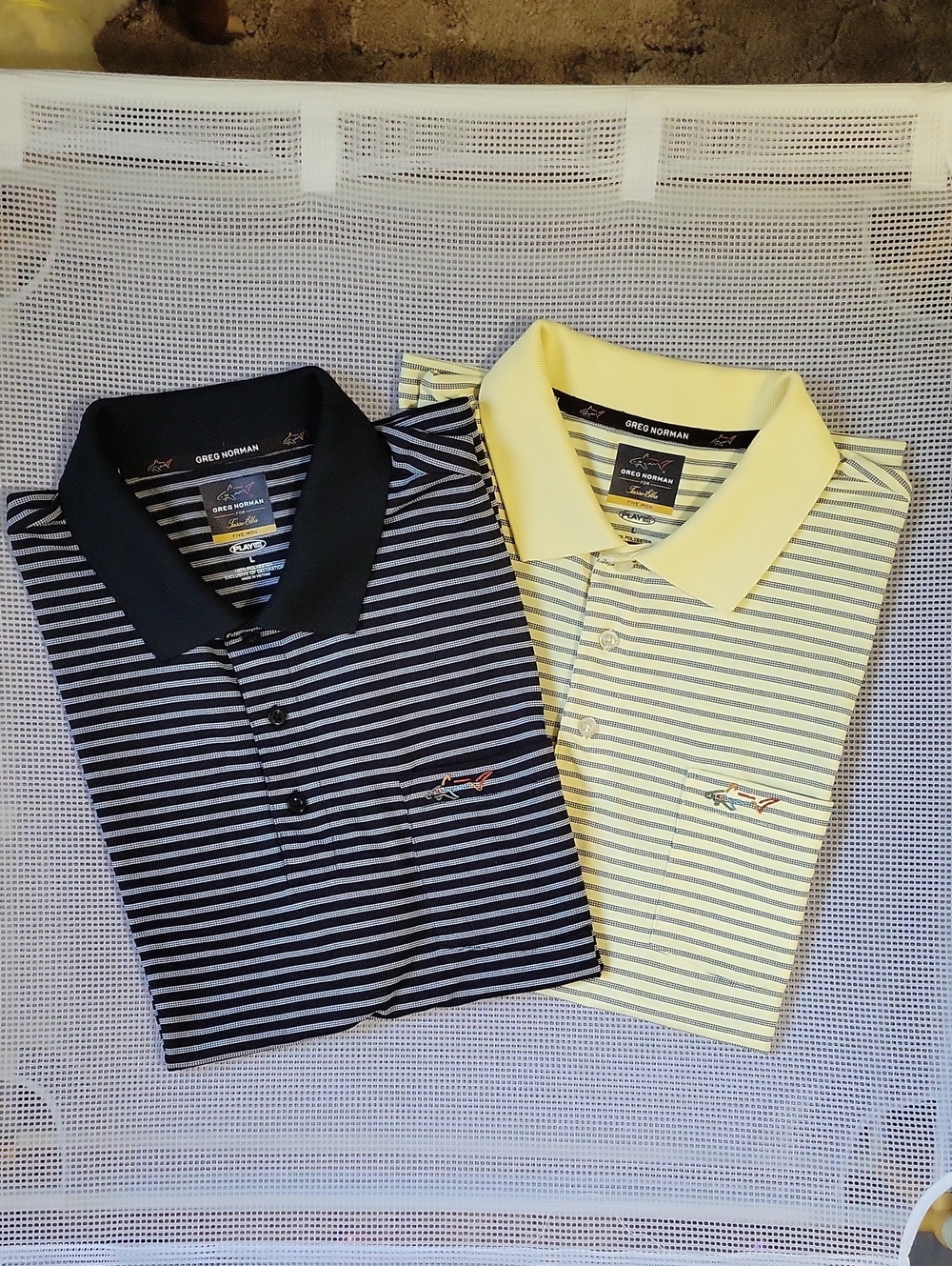 Greg Norman For Tasso Ella Play Dry Polo Pair - Black & Pale Yellow
